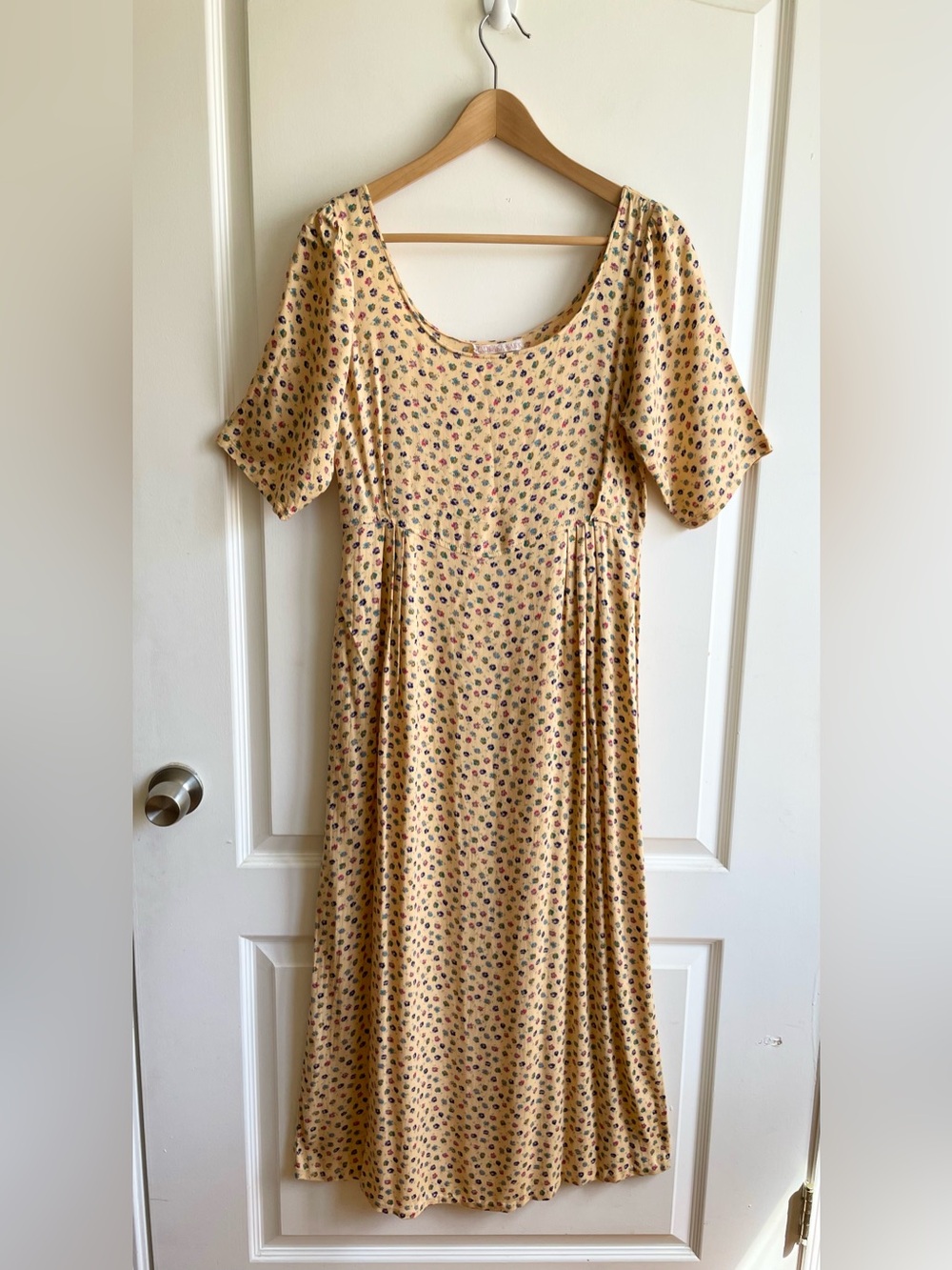 Vintage Marrika Nakk Yellow Colorful Floral Dress Sz S Western Prarie Cowgirl